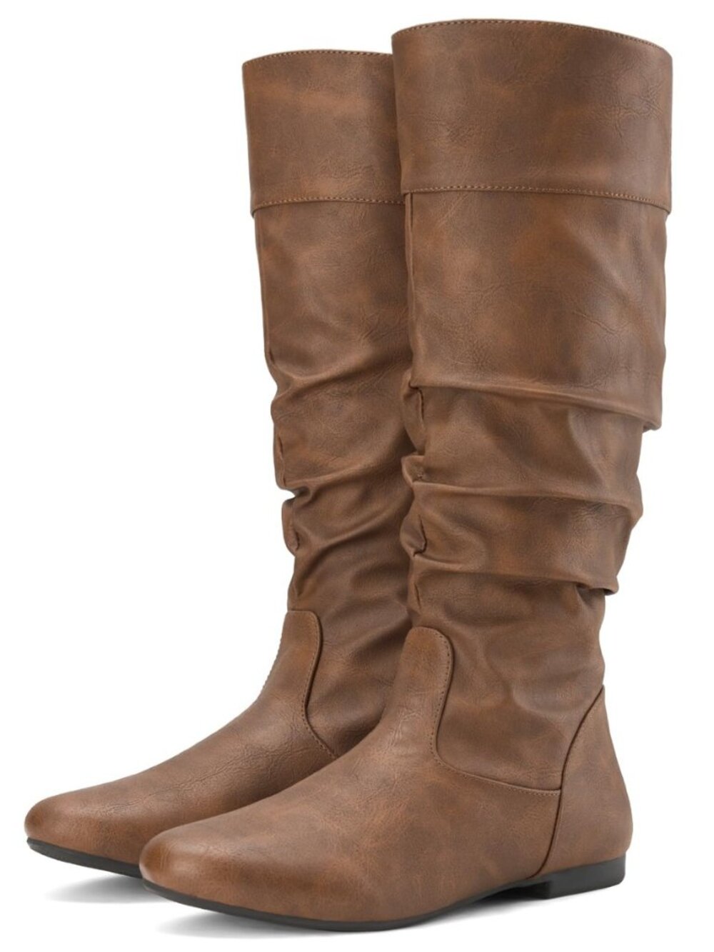 SUEDI Women's Slouchy Knee High Boots, Pull On Flat Boots for Women